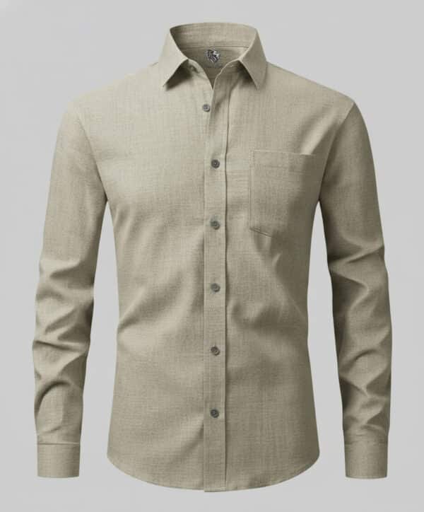 Beige Light Cotton Linen Shirt Full Sleeves