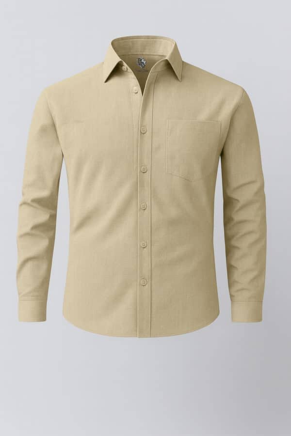 Beige Cotton Linen Shirt Full Sleeves