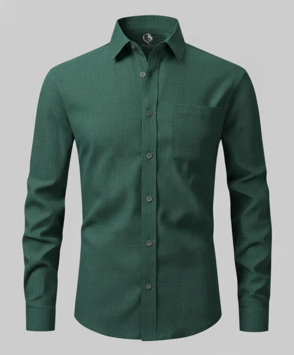 Botanical Green Dark Cotton Linen Shirt Full Sleeves