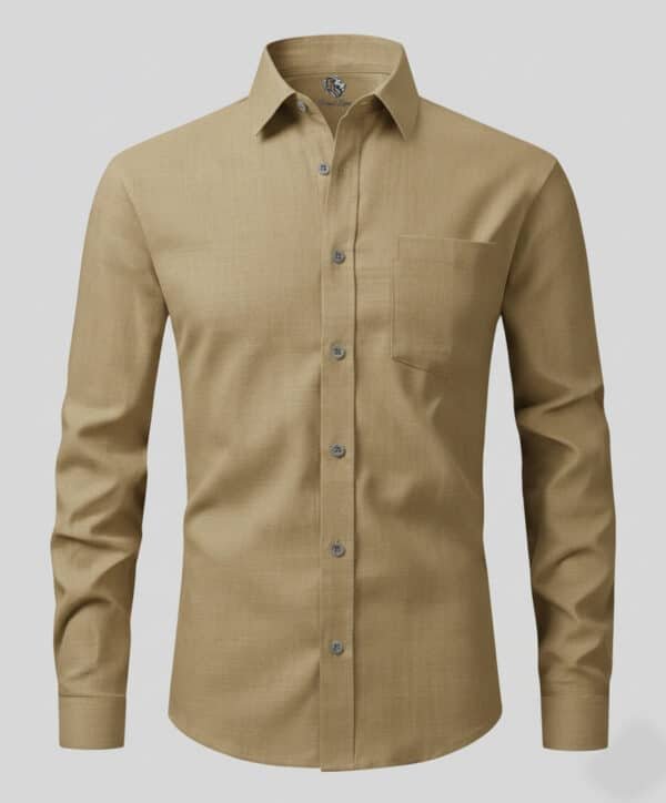 Camel Cotton Linen Shirt Full Sleeves