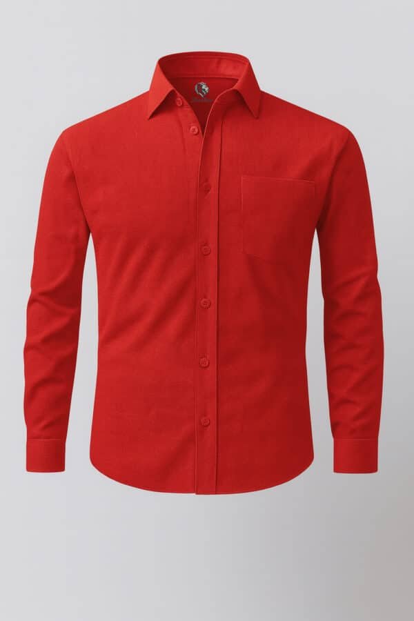 Classic Red Cotton Linen Shirt Full Sleeves