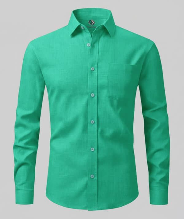 Jungle Green Cotton Linen Shirt Full Sleeves