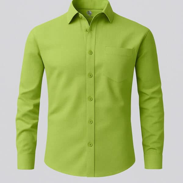 Lime Green Dark Cotton Linen Shirt Full Sleeves