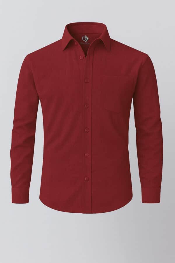 Maroon (Red Wine) Cotton Linen Shirt Full Sleeves