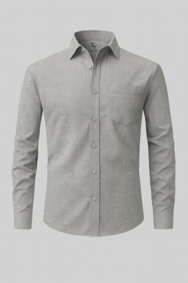 Metallic (Steel Gray) Cotton Linen Shirt Full Sleeves