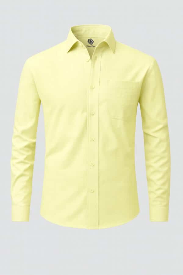 Pale Yellow Cotton Linen Shirt Full Sleeves