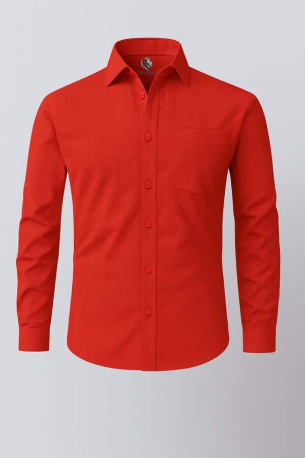 Red Orange Cotton Linen Shirt Full Sleeves