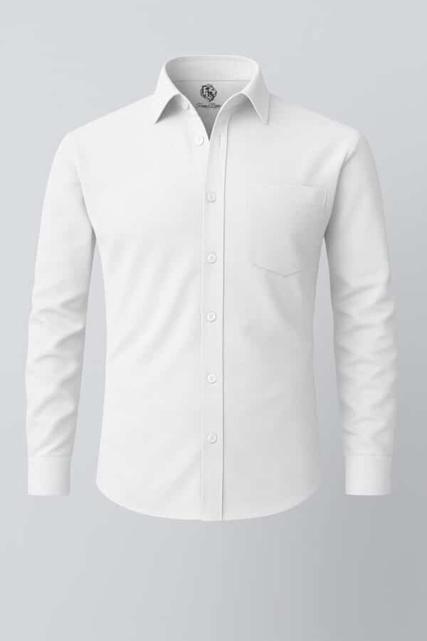 White Cotton Linen Shirt Full Sleeves